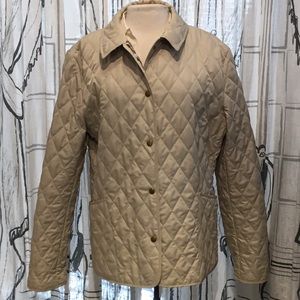Burberry Tan Diamond Quilted Jacket w Plaid lining